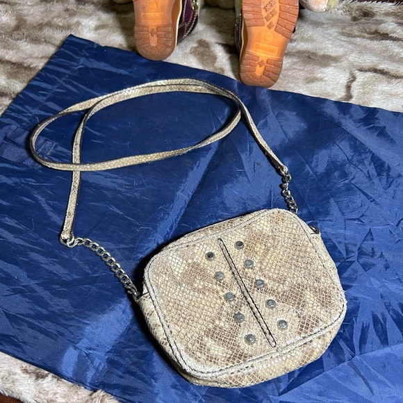 Michael Kors Mini Crossbody Bag Chain Strap Black Snake Print Purse - Picture 4 of 12